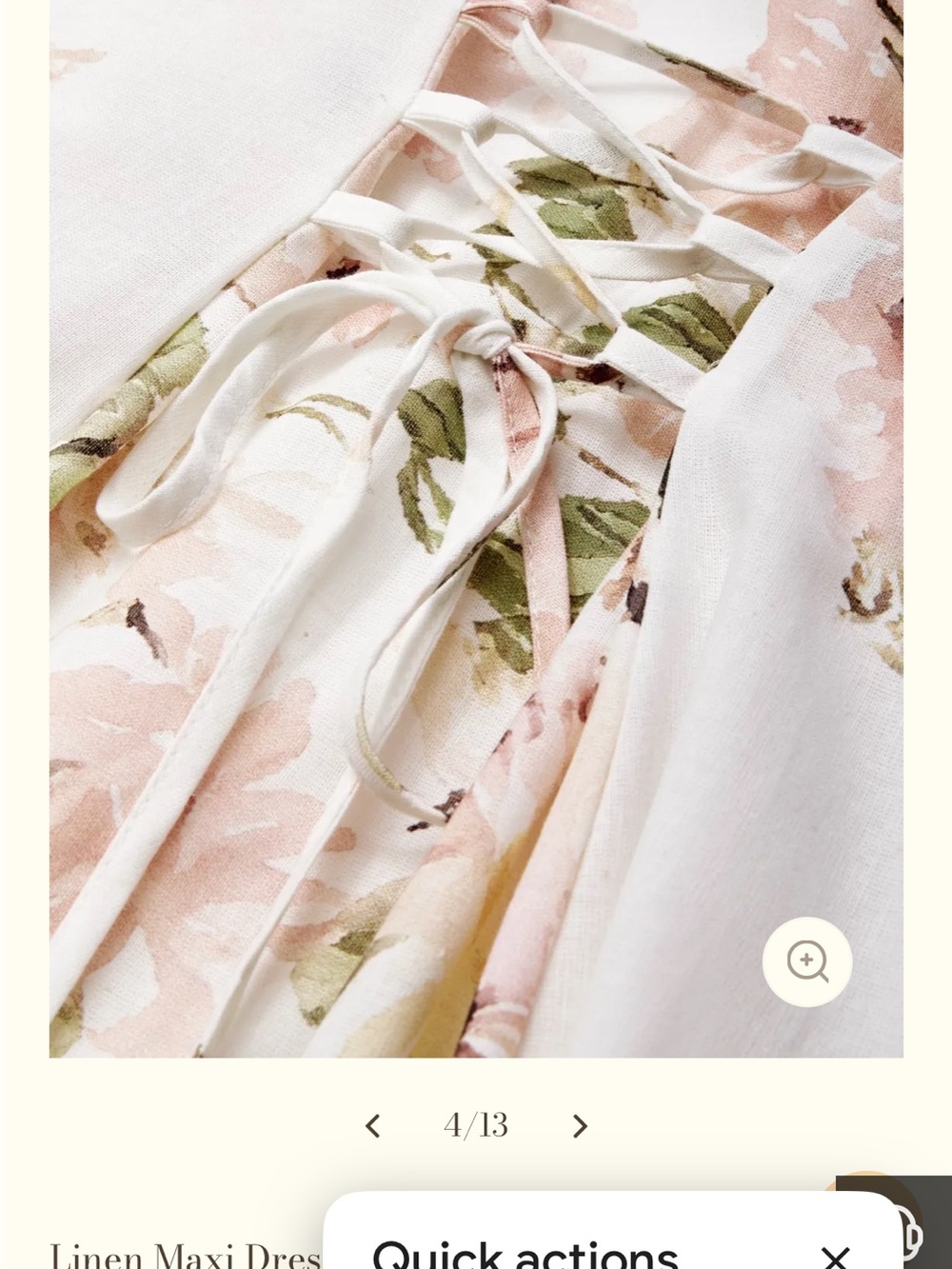 NWT Chillinen White Bird Floral Linen Dress with Puff Sleeves size L - Picture 12 of 15